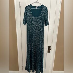 LuLaRoe Teal and White Long Sleeve Dress